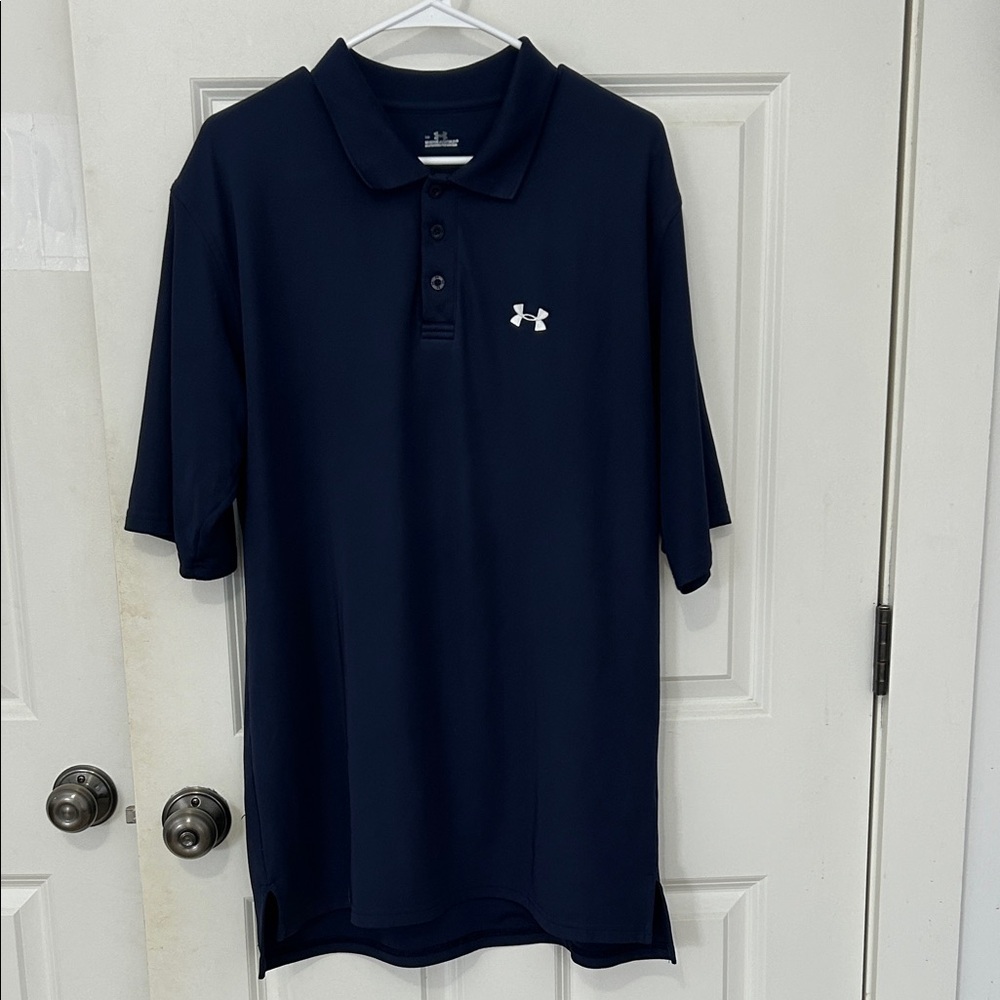 Under Armour Men's Navy Blue Polo Shirt size XL golf shirt polyester elastane